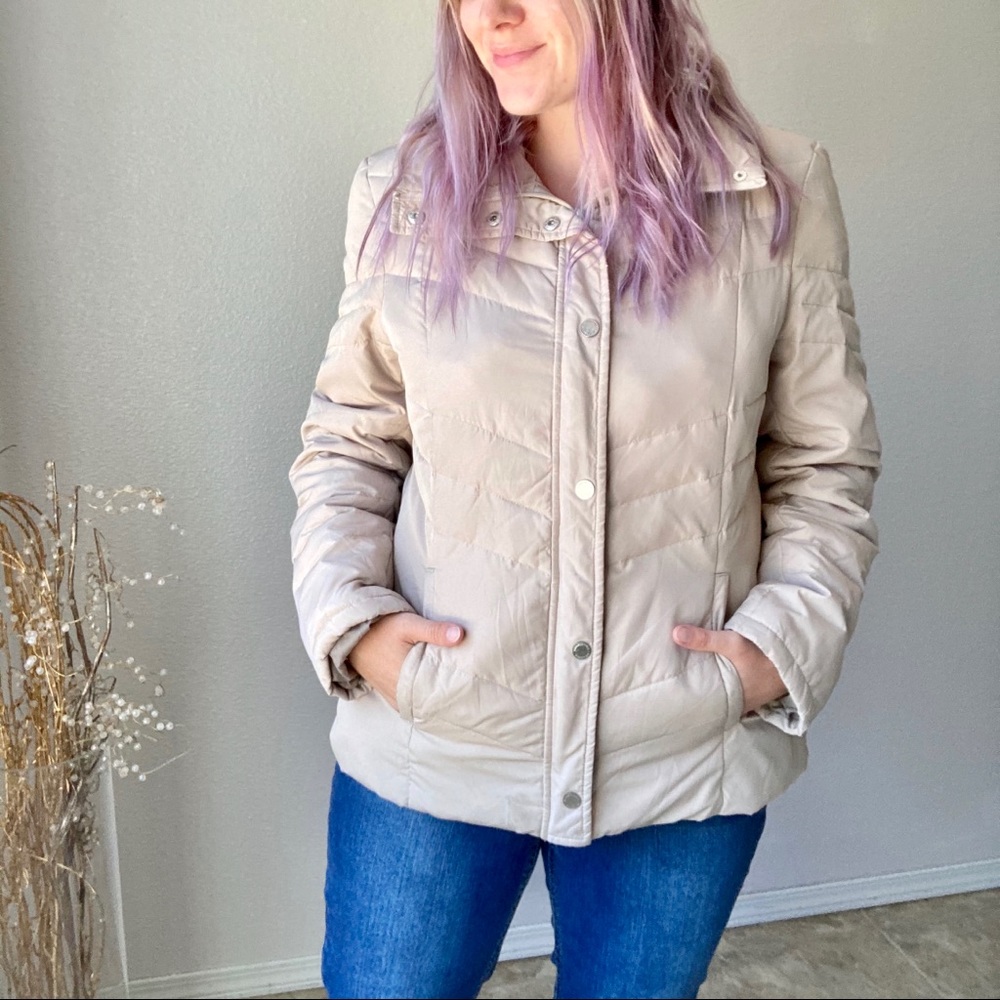 Kenneth Cole Reaction Down Feather Coat Cream Puffer Winter jacket